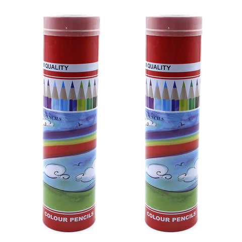 VINO010  24 Colored Wooden Pencils in Metal Tin Tube