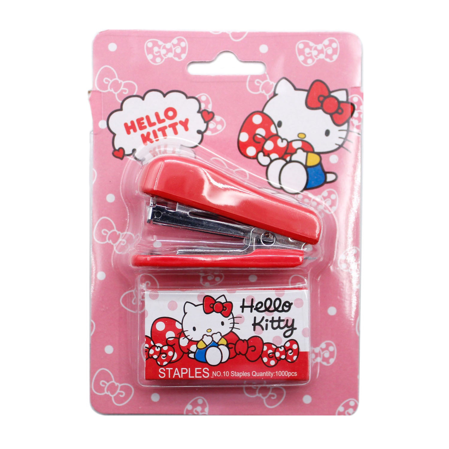 Hello Kitty Office School Stationery Stapler + Staple Remover + Staples  Set, Pink 