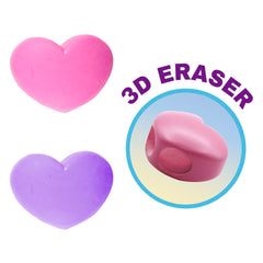 DUON34  3D Heart Eraser with Pencil & Erasable Color Pencil