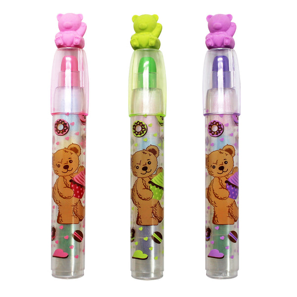 LEOT02 Rocket Erasable Crayon With Bear Eraser Topper