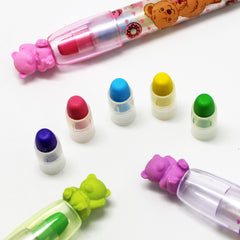 LEOT02 Rocket Erasable Crayon With Bear Eraser Topper