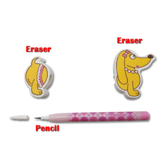 PIRT21 Dogs Eraser with Mini Non-sharpening Pencil