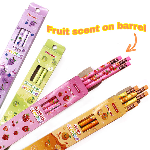 VENO220  4 Pcs Scented Wooden Pencil with Eraser