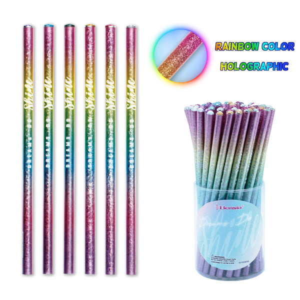 VERT253 Wooden Pencil - Rainbow Holographic Barrel