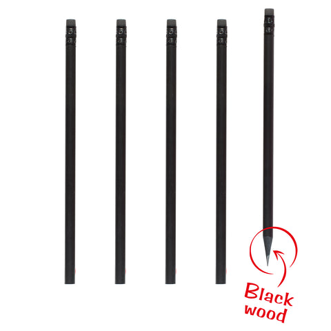WCNO165 Black Wooden Pencil with Eraser
