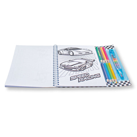 WCNO240 Racing Car Sketchbook with Crayon set
